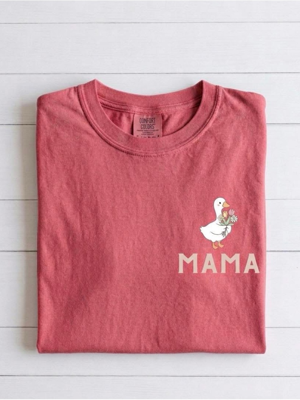 Comfort Colors Pink 'MAMA' Short Sleeve Tee with Duck Graphic